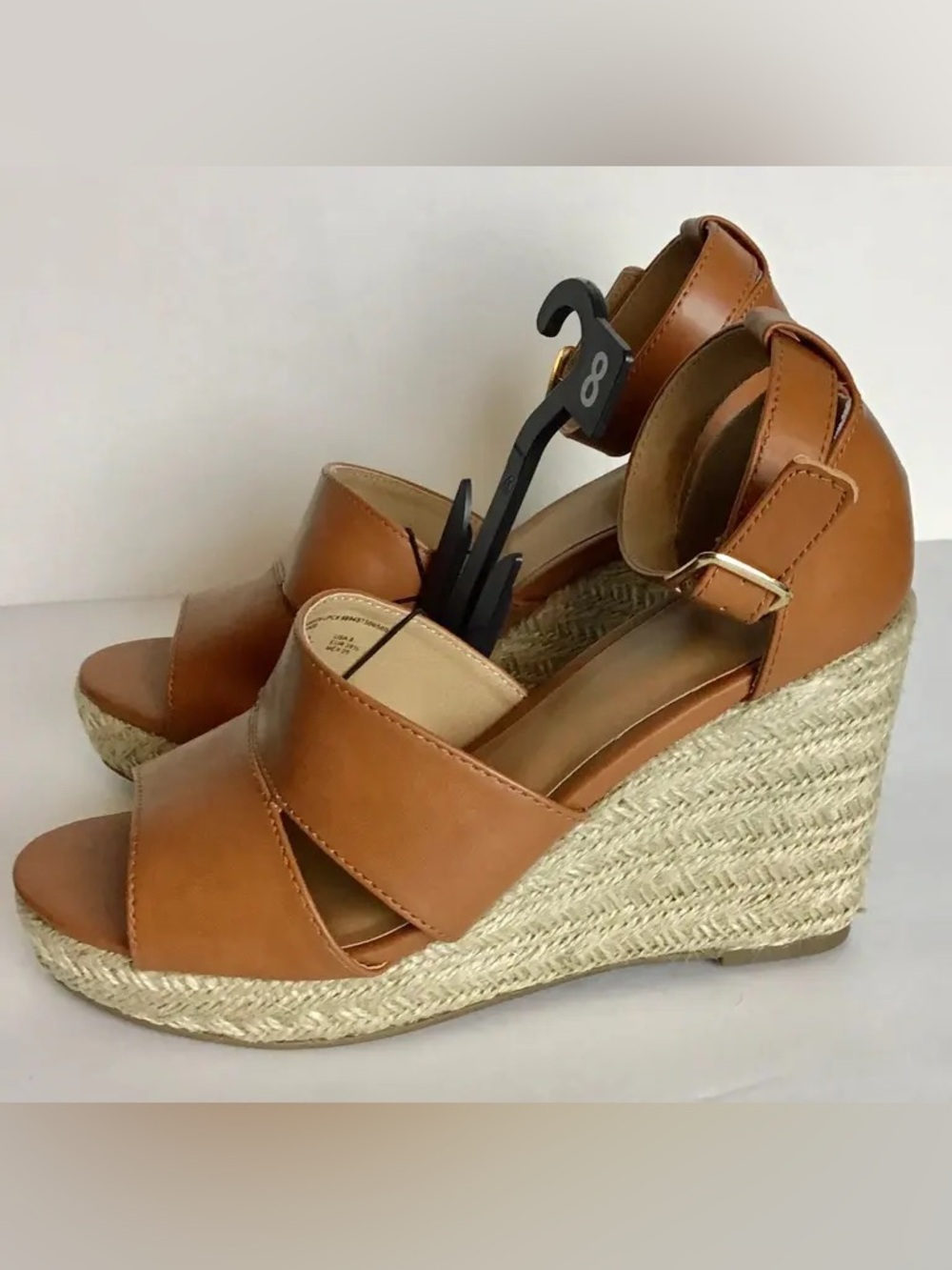 Time and Tru Tan Espadrille Ankle-Strap Wedge Sandals